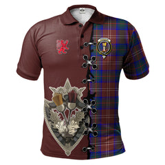 Chisholm Hunting Modern Tartan Polo Shirt - Lion Rampant And Celtic Thistle Style