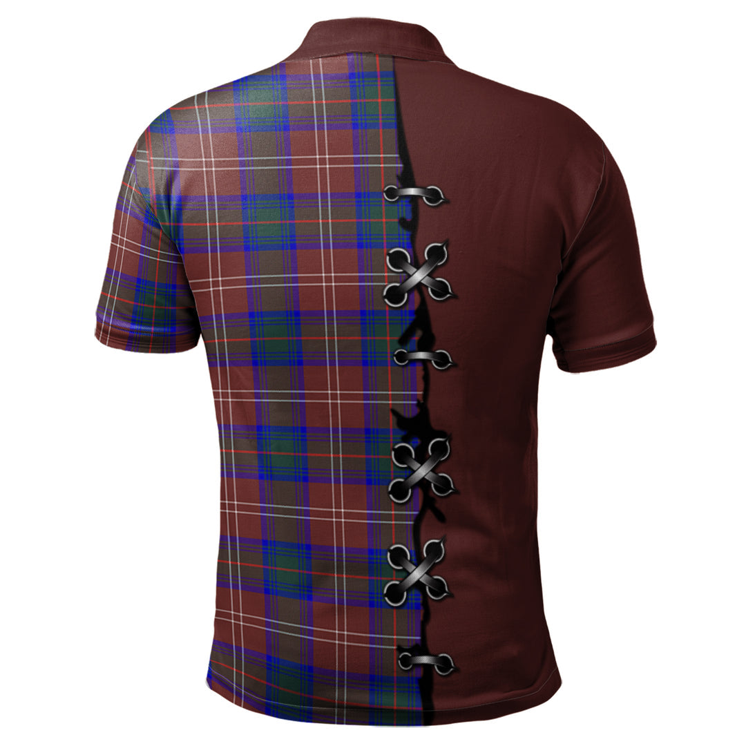 Chisholm Hunting Modern Tartan Polo Shirt - Lion Rampant And Celtic Thistle Style