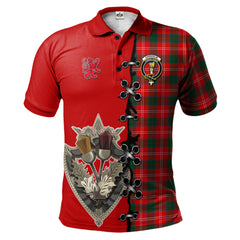 Chisholm Modern Tartan Polo Shirt - Lion Rampant And Celtic Thistle Style