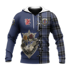 Clark Tartan Hoodie - Lion Rampant And Celtic Thistle Style