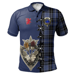 Clark (Lion) Tartan Polo Shirt - Lion Rampant And Celtic Thistle Style