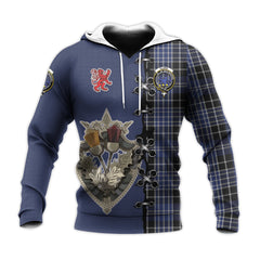 Clark (Lion) Tartan Hoodie - Lion Rampant And Celtic Thistle Style