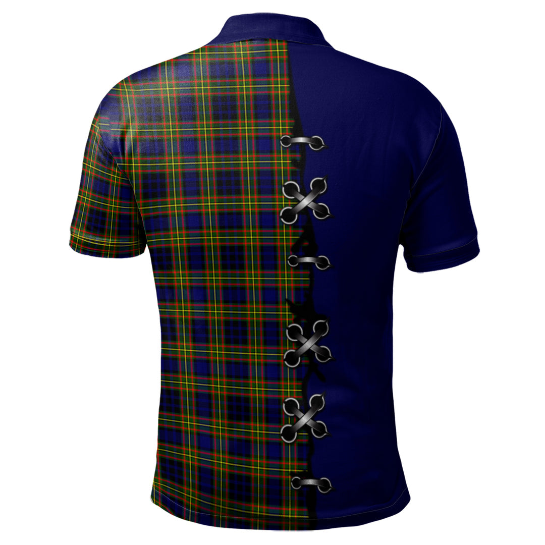 Clelland Modern Tartan Polo Shirt - Lion Rampant And Celtic Thistle Style