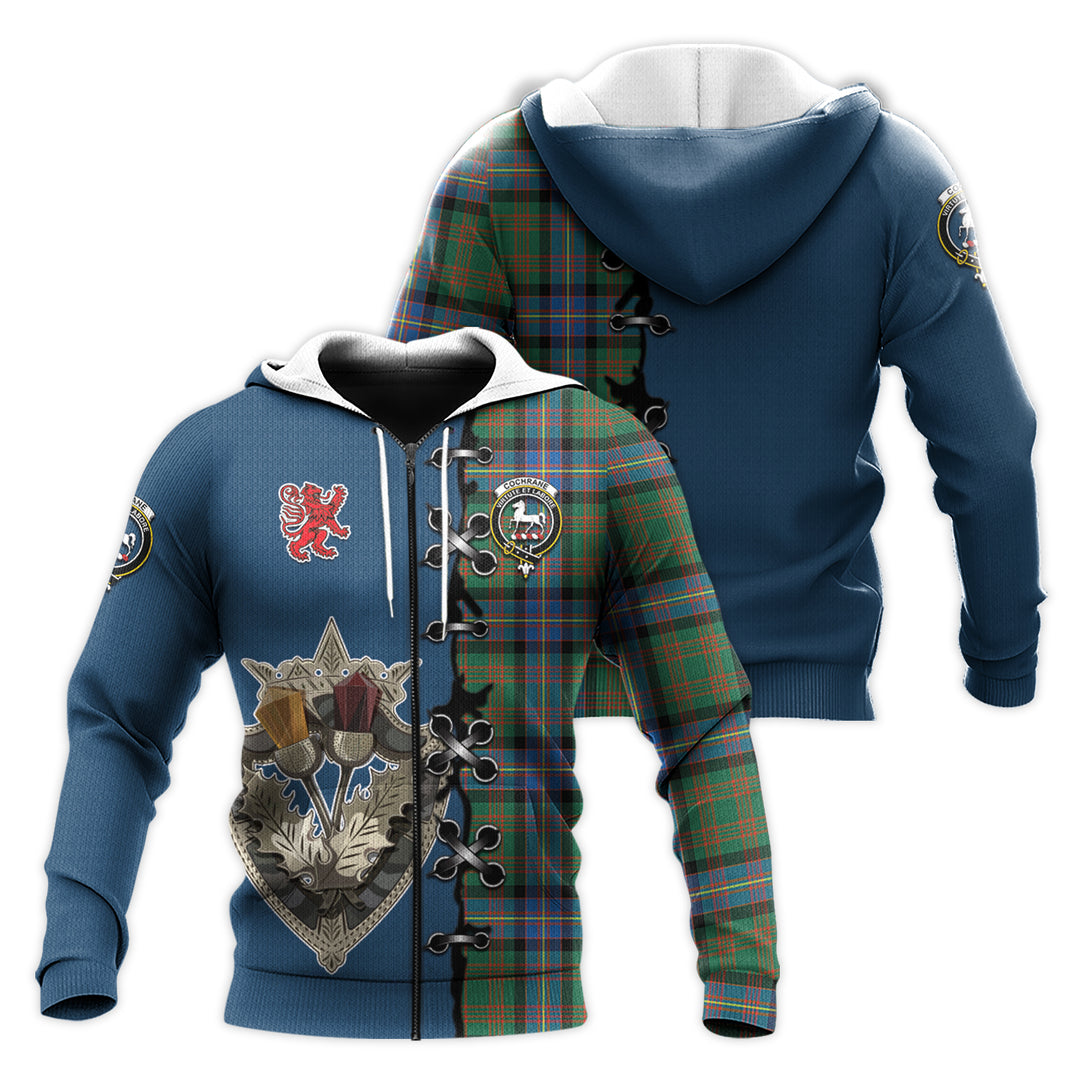 Cochrane Ancient Tartan Hoodie - Lion Rampant And Celtic Thistle Style