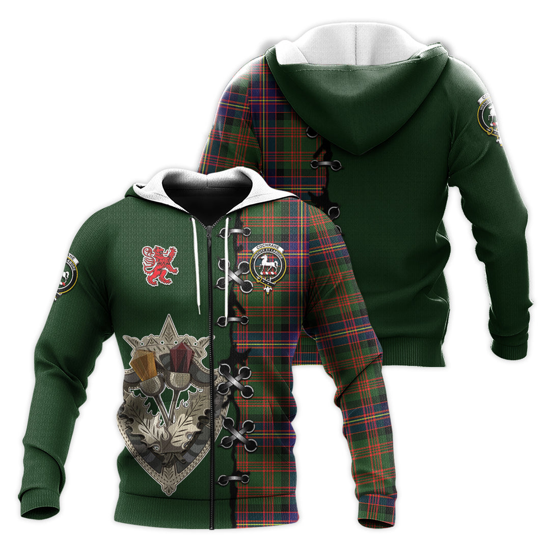 Cochrane Modern Tartan Hoodie - Lion Rampant And Celtic Thistle Style