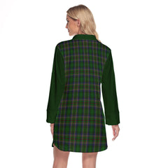 Cockburn Tartan Women's Lapel Shirt Dress With Long Sleeve