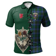 Cockburn Ancient Tartan Polo Shirt - Lion Rampant And Celtic Thistle Style