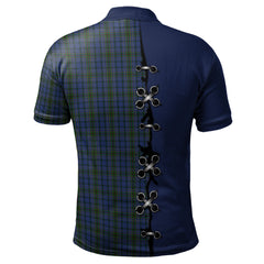 Cockburn Blue Tartan Polo Shirt - Lion Rampant And Celtic Thistle Style