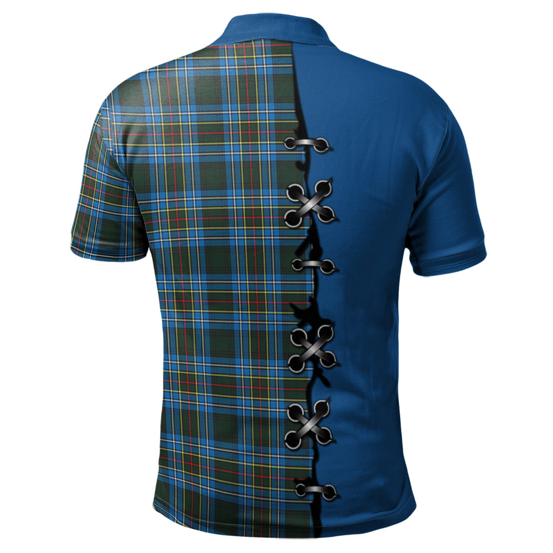 Cockburn Modern Tartan Polo Shirt - Lion Rampant And Celtic Thistle Style