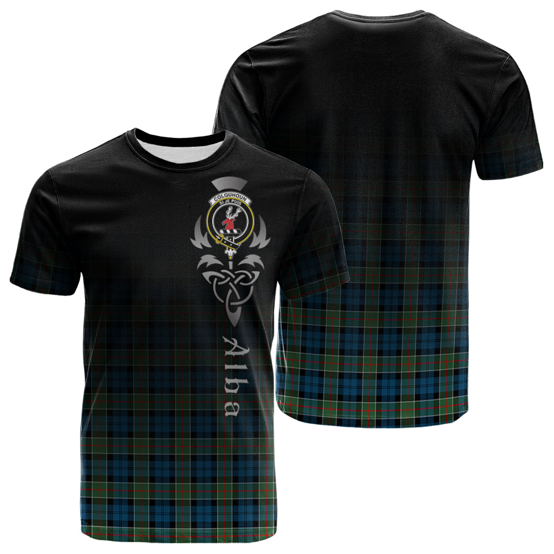 Colquhoun Ancient Tartan Crest T-shirt - Alba Celtic Style