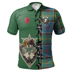 Colville Tartan Polo Shirt - Lion Rampant And Celtic Thistle Style