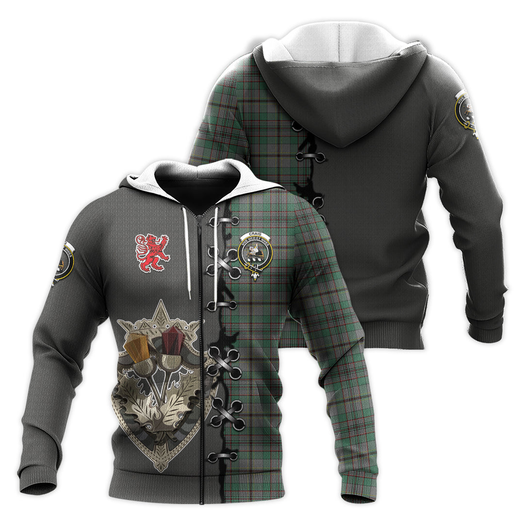 Craig Tartan Hoodie - Lion Rampant And Celtic Thistle Style