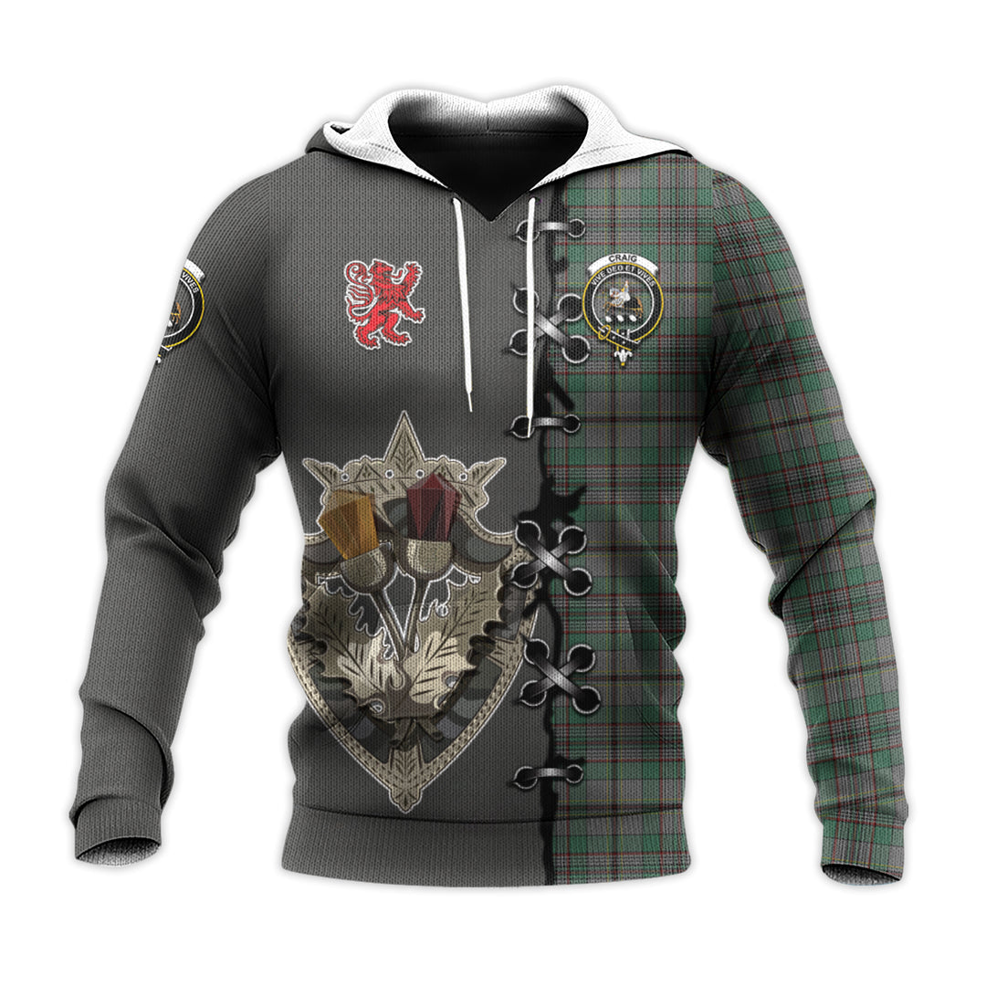 Craig Tartan Hoodie - Lion Rampant And Celtic Thistle Style