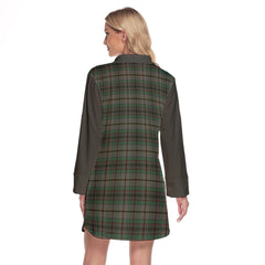 Craig Tartan Women's Lapel Shirt Dress With Long Sleeve