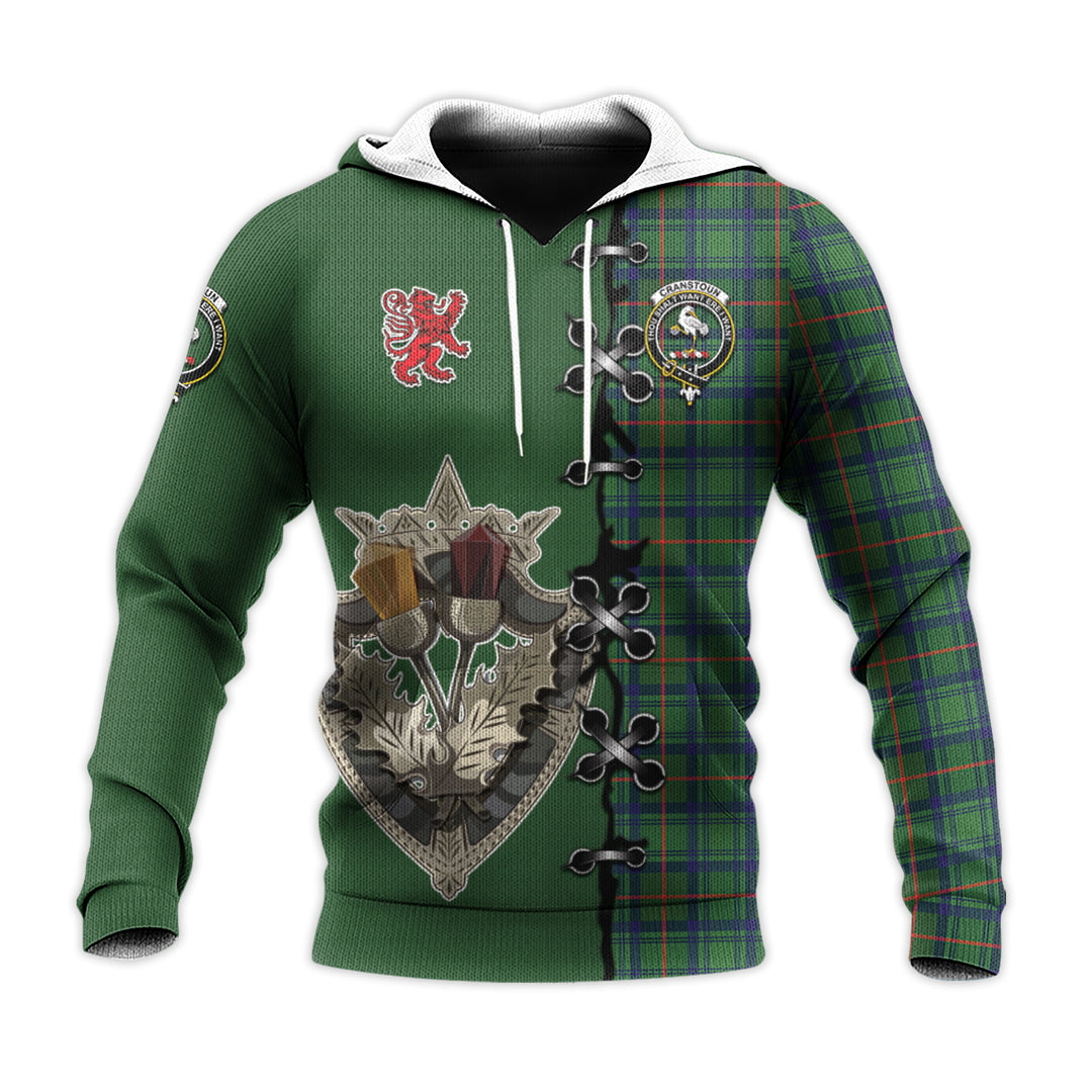 Cranstoun Tartan Hoodie - Lion Rampant And Celtic Thistle Style