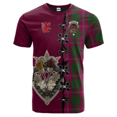 Crawford Tartan T-shirt - Lion Rampant And Celtic Thistle Style