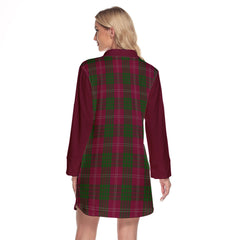 Crawford Tartan Women's Lapel Shirt Dress With Long Sleeve