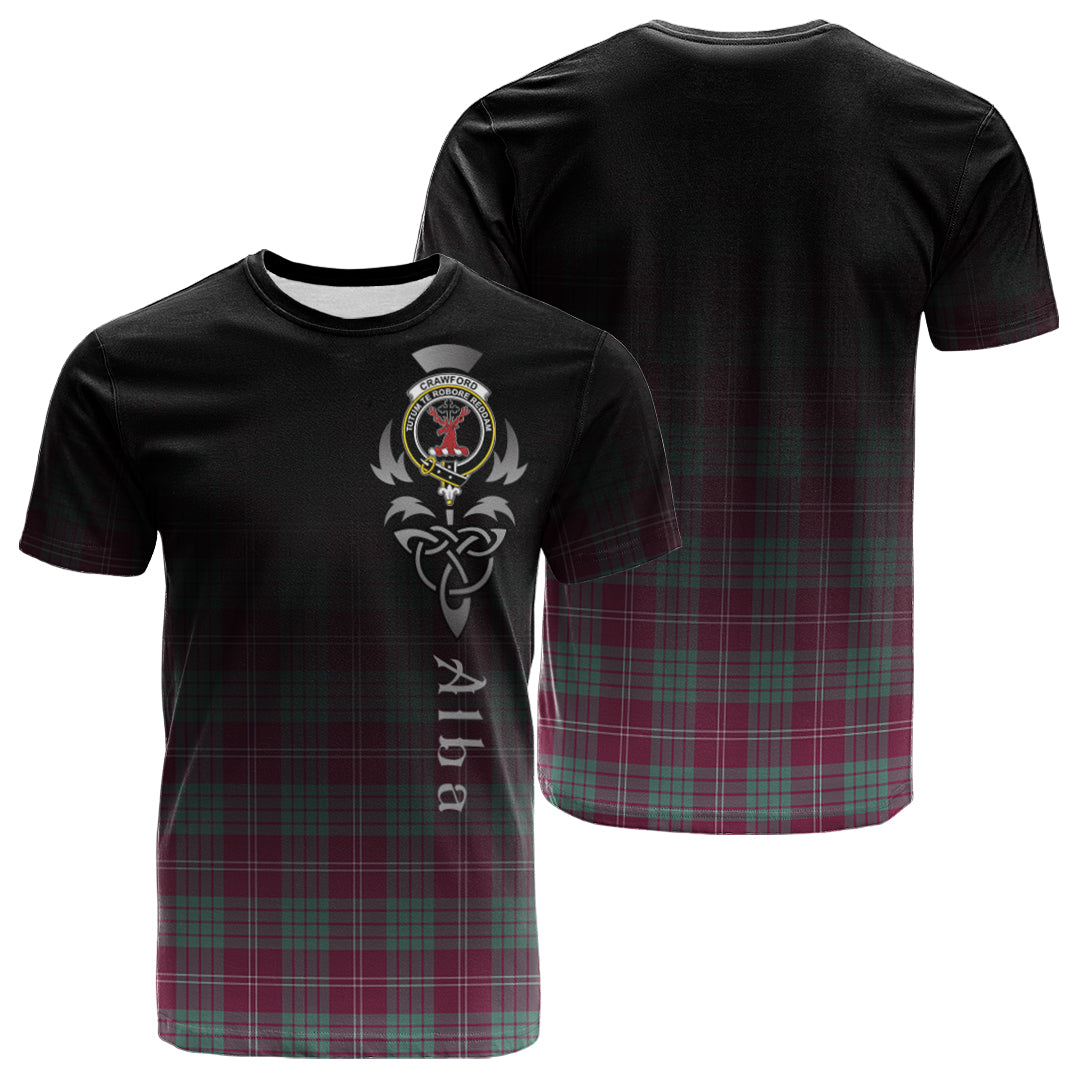 Crawford Ancient Tartan Crest T-shirt - Alba Celtic Style