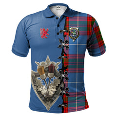 Crichton Tartan Polo Shirt - Lion Rampant And Celtic Thistle Style