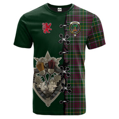 Crosbie Tartan T-shirt - Lion Rampant And Celtic Thistle Style