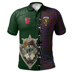 Cumming Tartan Polo Shirt - Lion Rampant And Celtic Thistle Style