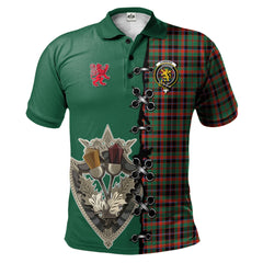 Cumming Hunting Ancient Tartan Polo Shirt - Lion Rampant And Celtic Thistle Style