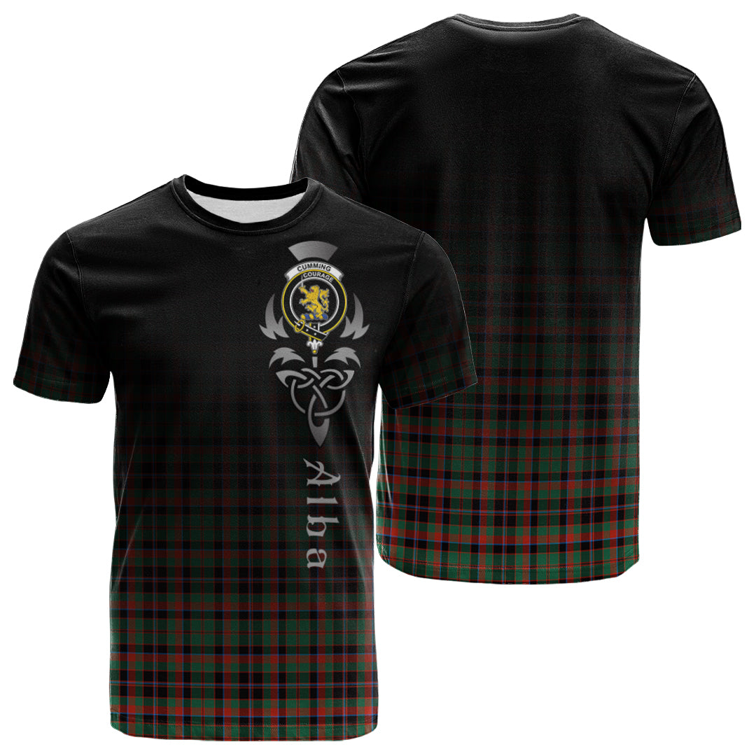 Cumming Hunting Ancient Tartan Crest T-shirt - Alba Celtic Style