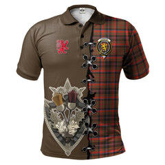 Cumming Hunting Weathered Tartan Polo Shirt - Lion Rampant And Celtic Thistle Style