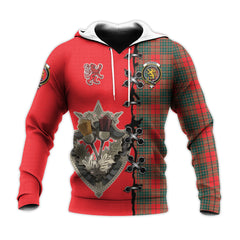 Cumming Modern Tartan Hoodie - Lion Rampant And Celtic Thistle Style