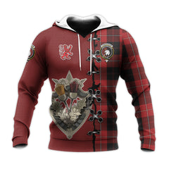 Cunningham Tartan Hoodie - Lion Rampant And Celtic Thistle Style