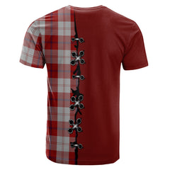 Cunningham Dress Tartan T-shirt - Lion Rampant And Celtic Thistle Style