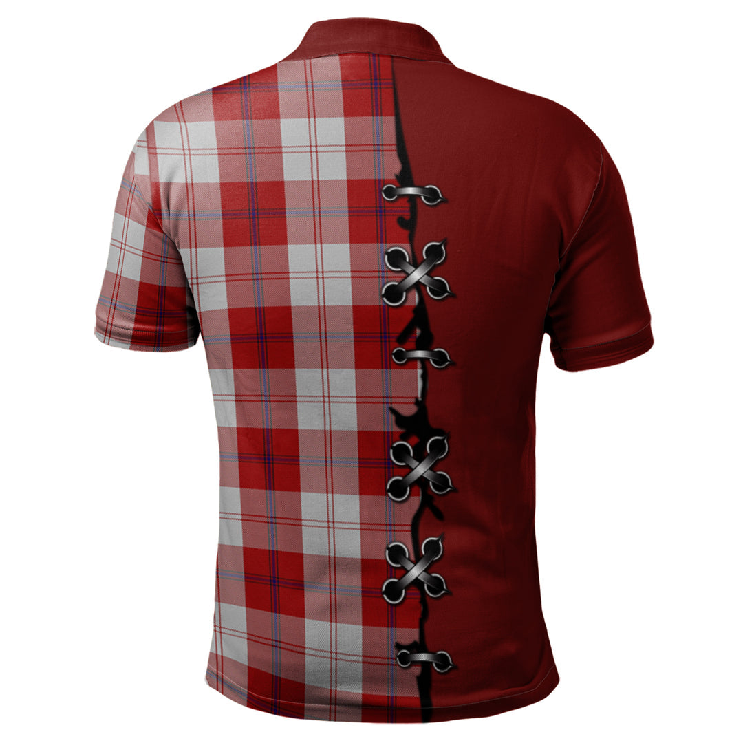 Cunningham Dress Tartan Polo Shirt - Lion Rampant And Celtic Thistle Style