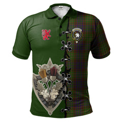 Cunningham Hunting Modern Tartan Polo Shirt - Lion Rampant And Celtic Thistle Style