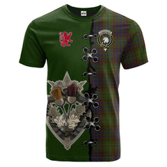 Cunningham Hunting Modern Tartan T-shirt - Lion Rampant And Celtic Thistle Style