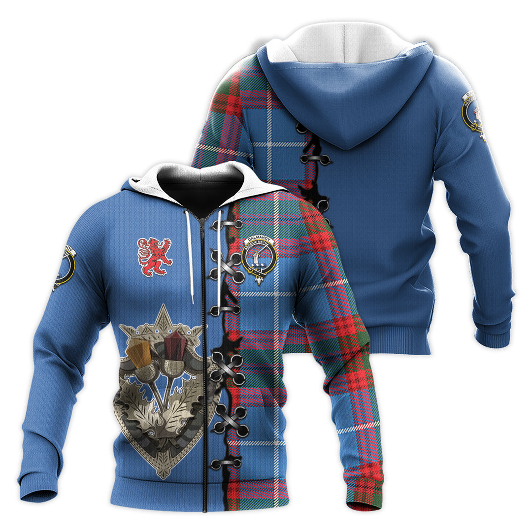 Dalmahoy Tartan Hoodie - Lion Rampant And Celtic Thistle Style