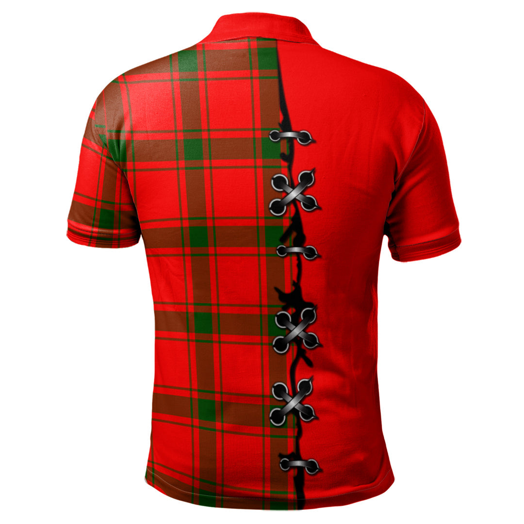 Darroch Tartan Polo Shirt - Lion Rampant And Celtic Thistle Style