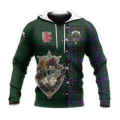 Davidson Modern Tartan Hoodie - Lion Rampant And Celtic Thistle Style