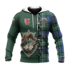 Davidson of Tulloch Tartan Hoodie - Lion Rampant And Celtic Thistle Style