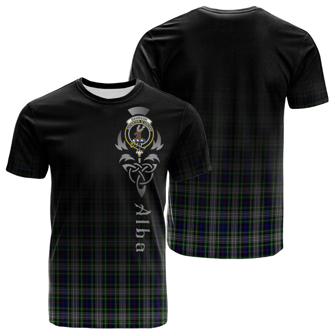 Davidson Of Tulloch Dress Tartan Crest T-shirt - Alba Celtic Style