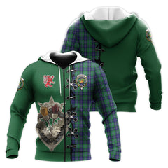 Douglas Tartan Hoodie - Lion Rampant And Celtic Thistle Style