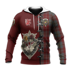 Douglas Ancient Red Tartan Hoodie - Lion Rampant And Celtic Thistle Style