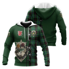 Douglas Black Tartan Hoodie - Lion Rampant And Celtic Thistle Style