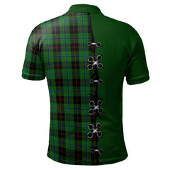 Douglas Black Tartan Polo Shirt - Lion Rampant And Celtic Thistle Style