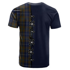 Douglas Brown Tartan T-shirt - Lion Rampant And Celtic Thistle Style