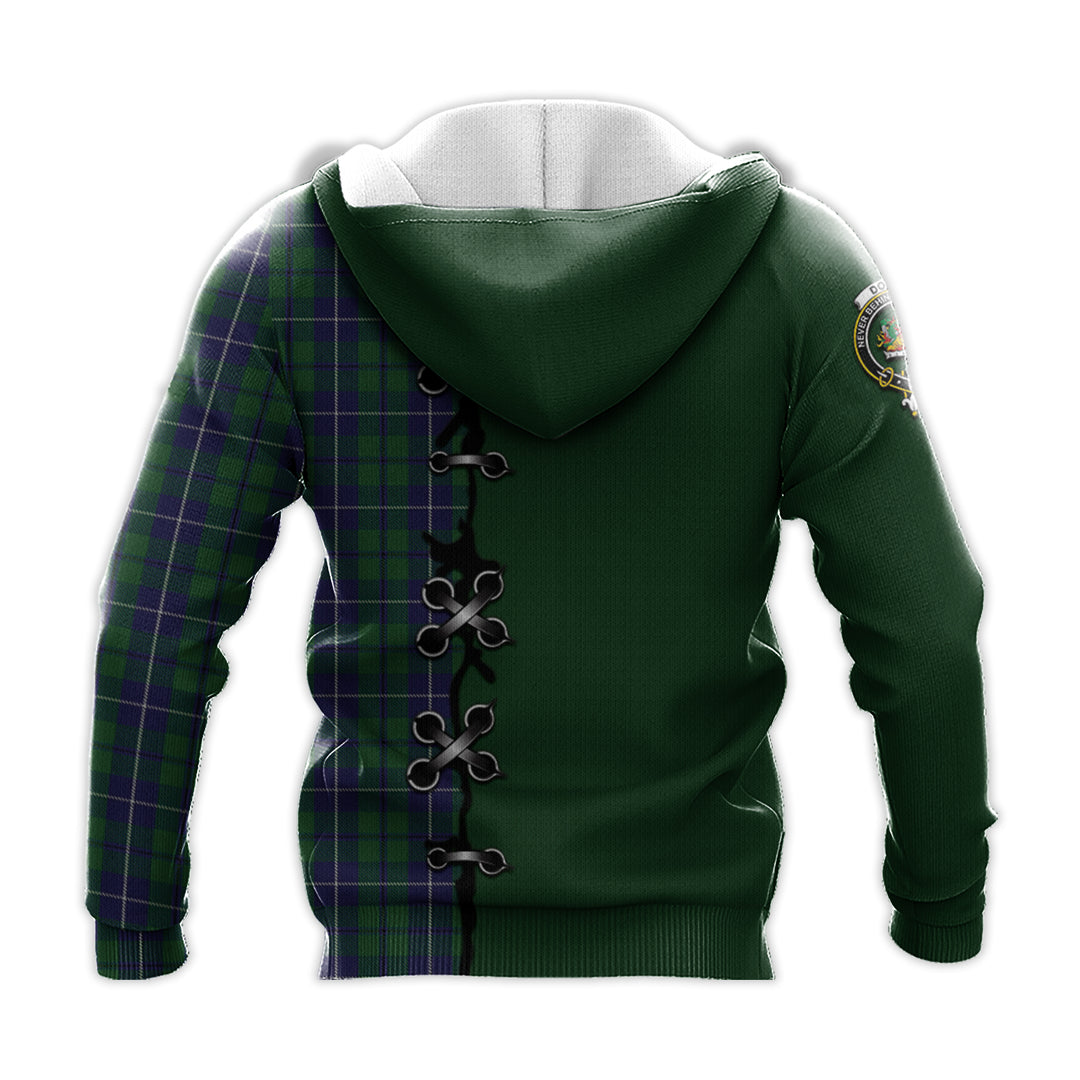 Douglas Green Tartan Hoodie - Lion Rampant And Celtic Thistle Style