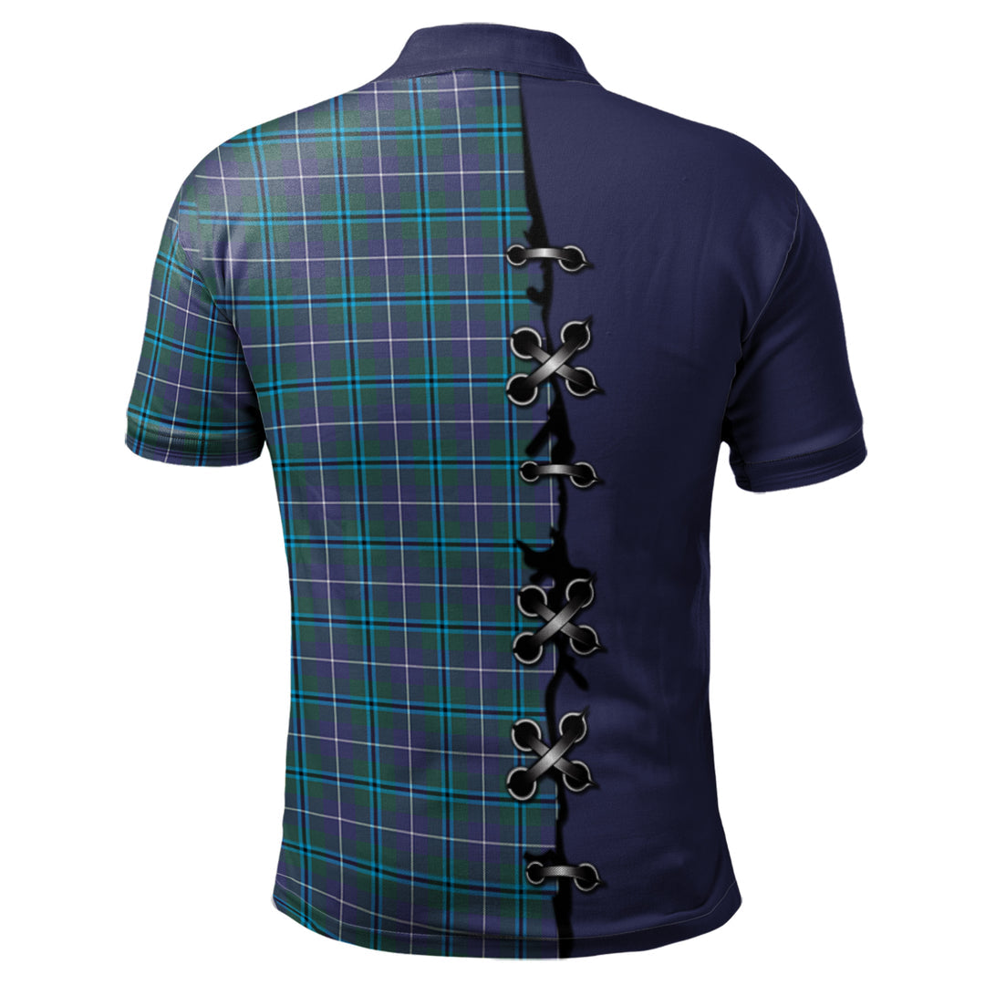 Douglas Modern Tartan Polo Shirt - Lion Rampant And Celtic Thistle Style