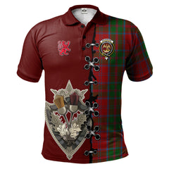 Drummond Tartan Polo Shirt - Lion Rampant And Celtic Thistle Style