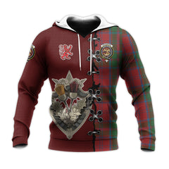 Drummond Tartan Hoodie - Lion Rampant And Celtic Thistle Style