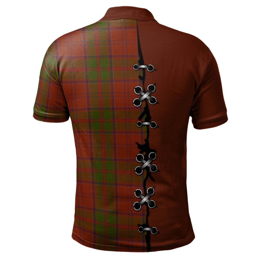 Drummond Tartan Polo Shirt - Lion Rampant And Celtic Thistle Style