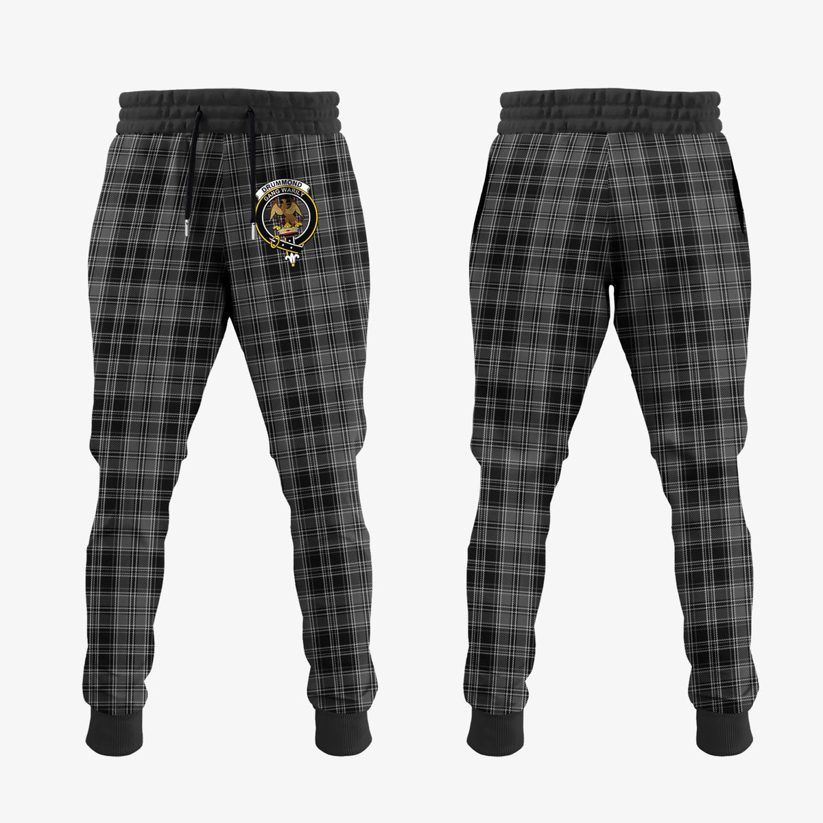 Drummond Grey Tartan Crest Jogger Sweatpants